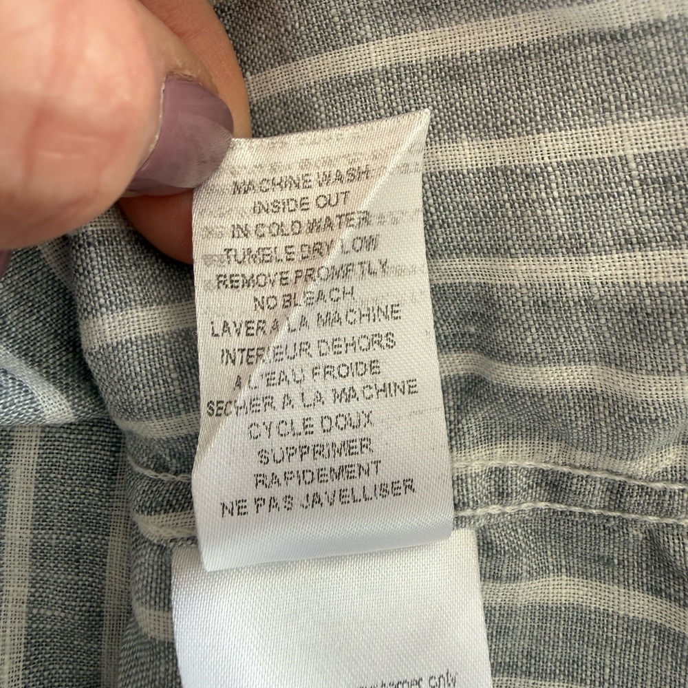 Frank & Eileen | Barry Shirt | Size M | 100% Linen | Grey / White stripe - Picture 10 of 11
